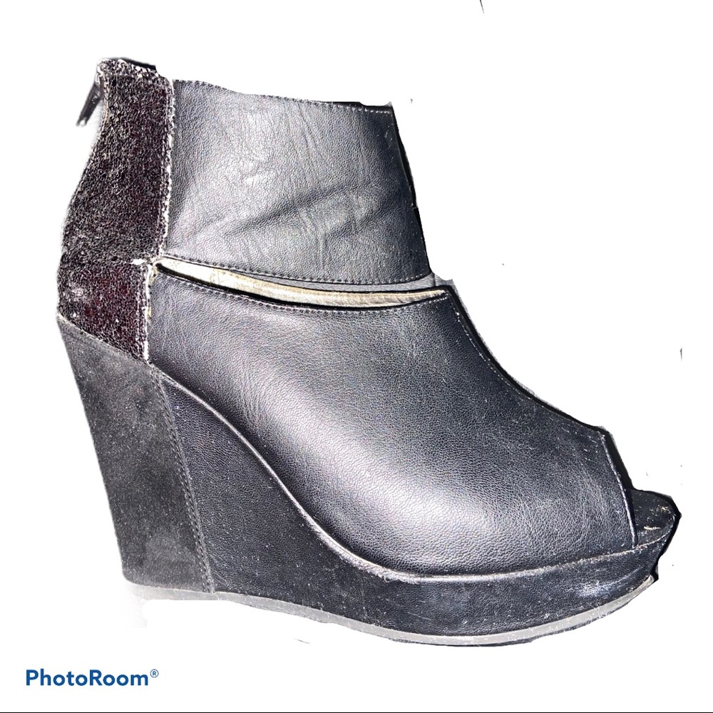 Black Wedge Ankle Boots